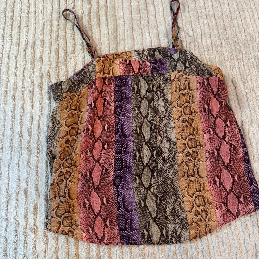Vibrant Striped Snake Print Camisole